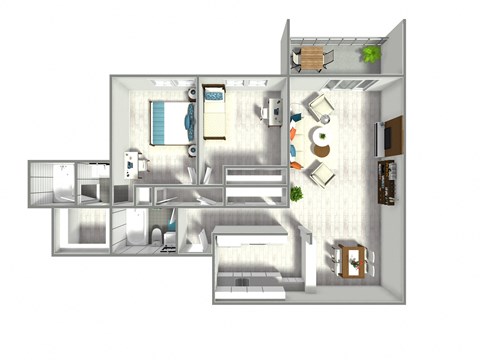Floor plan for 2 beds, 2 baths, 1115 sqft